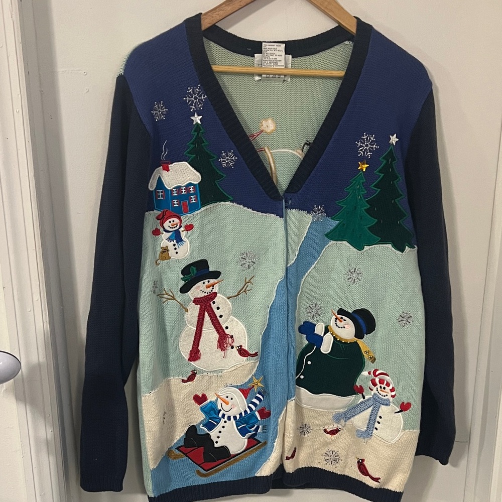 Vintage funky Festive Snowman Christmas Cardigan Sweater